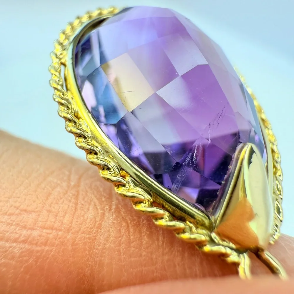 Antique Iberian 17K Gold Imperial Amethyst Fringe Necklace - Picture 10 of 16